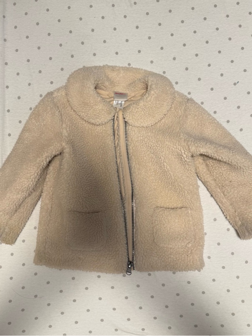 Girls' Cream Faux Shearling Zip Jacket